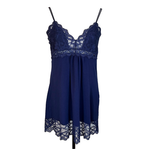 In Bloom by Jonquil Women’s Royal Blue Stretch Lace Chemise Nightgown M Coquette